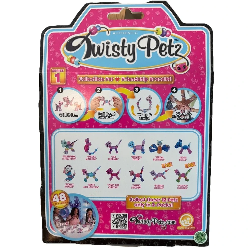 Twisty Petz 2pk Pinkypop Cheetah + 2 Collectible Petz Friendship Bracelet New
